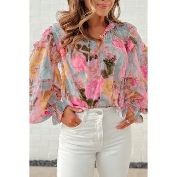 Azura Exchange Tiered Ruffled Long Sleeve Blouse - L