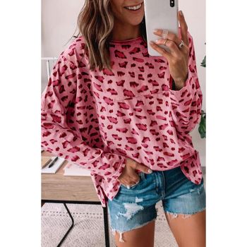 Azura Exchange Animal Print Stitching Long Sleeve Top - S