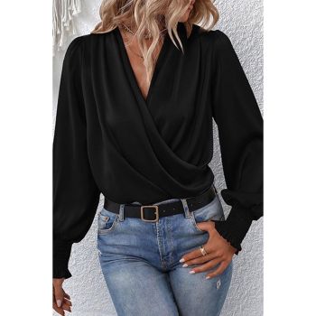 Azura Exchange Elegant Surplice Neck Draped Blouse - M