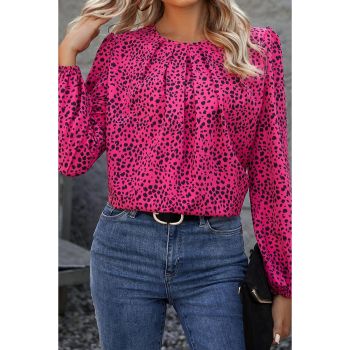 Azura Exchange Leopard Print Pleated Blouse - M