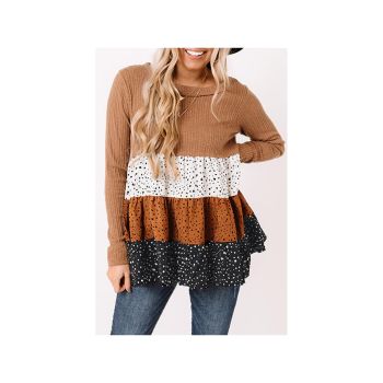 Azura Exchange Ribbed Tiered Ruffled Flowy Top - M