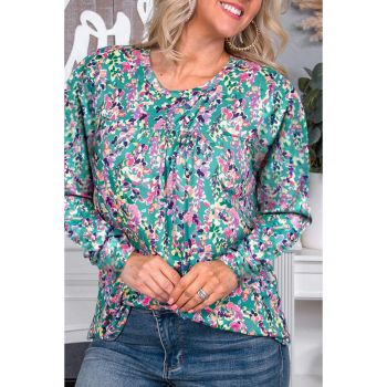 Azura Exchange Elegant Floral Print Long Sleeve Blouse - L