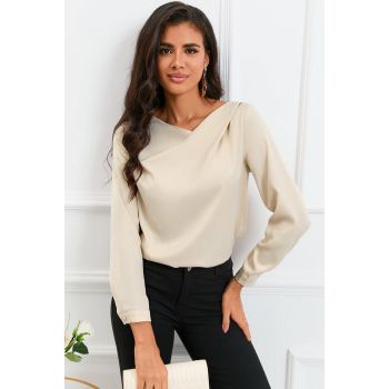 Azura Exchange Asymmetric V Neck Satin Blouse - XL