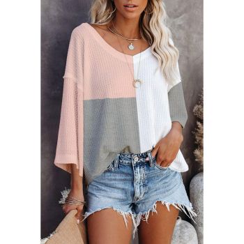 Azura Exchange Colorblock Long Sleeve Oversized Top - L