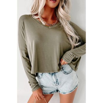 Azura Exchange Loose V Neck Dropped Sleeve Top - L