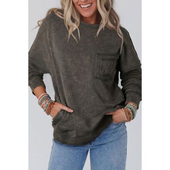 Azura Exchange Acid Wash Drop Shoulder Long Sleeve Sweatshirt with Pockets - XL