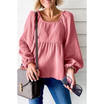 Azura Exchange Textured Bubble Sleeve Blouse - L