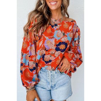 Azura Exchange Floral Print Ruffle Puff Sleeve Blouse - L