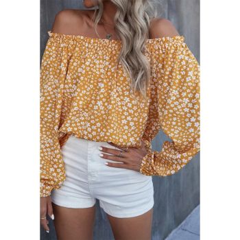 Azura Exchange Floral Print Off-shoulder Lantern Sleeve Blouse - M