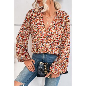 Azura Exchange Allover Print Bishop Sleeve Blouse - XL