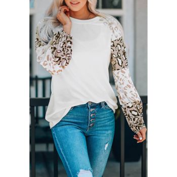 Azura Exchange Leopard Print Bubble Sleeve Top - L