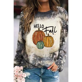 Azura Exchange Hello Fall Pumpkin Graphic Tie Dye Long Sleeve Top - L