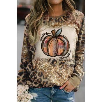 Azura Exchange Leopard Tie Dyed Graphic Long Sleeve Top - L