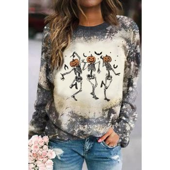 Azura Exchange Dancing Skeleton Tie Dye Long Sleeve Top - M