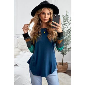 Azura Exchange Long Sleeve Navy Pullover Top - M