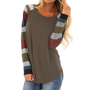 Azura Exchange Long Sleeves Brown Pullover Top - L