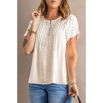 Azura Exchange Eyelet Crochet Short Sleeves Top - 2XL