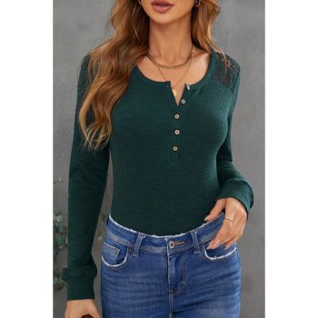 Azura Exchange Lace Back Buttoned Henley Top - L