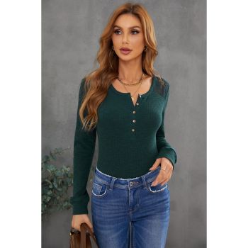 Azura Exchange Lace Back Buttoned Henley Top - M