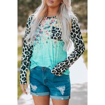 Azura Exchange Tie-dye Splicing Long Sleeve Top - M