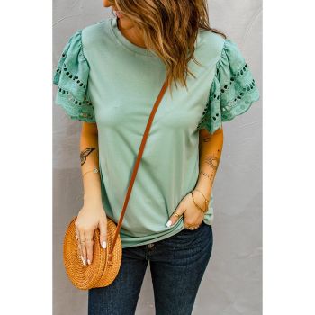 Azura Exchange Hollow Out Ruffle Sleeve T-shirt - 2XL