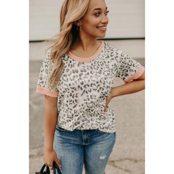 Azura Exchange Leopard Trim Tee - M