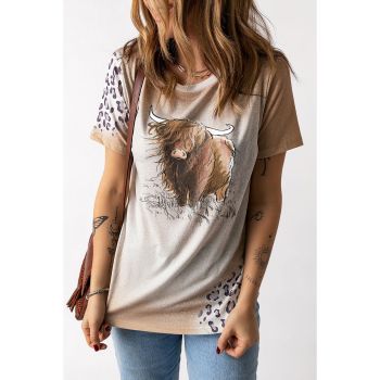 Azura Exchange Highland Cattle Leopard Print T-Shirt - XL