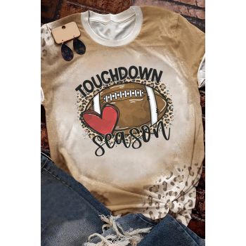 Azura Exchange Touchdown Season Rugby Graphic Leopard Tee - L