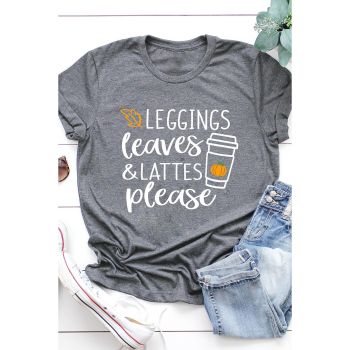 Azura Exchange Leaves and Lattes Please Graphic Tee - 2XL