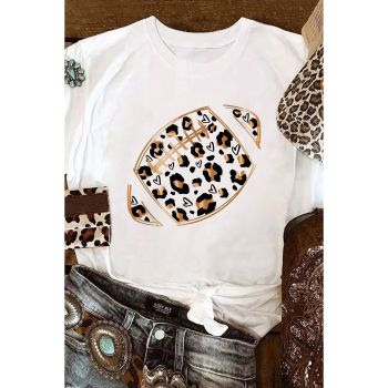 Azura Exchange Leopard Heart Shape Rugby Print T-Shirt - L