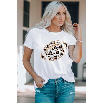 Azura Exchange Leopard Heart Shape Rugby Print T-Shirt - M