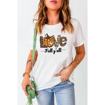 Azura Exchange Leopard Pumpkin Graphic Print Crew Neck T-Shirt - M