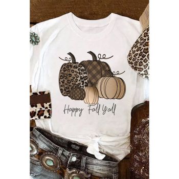 Azura Exchange Pumpkin Print Graphic T-Shirt for Fall - L