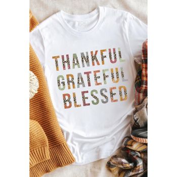 Azura Exchange Thankful Grateful Blessed Leopard Patchwork T-Shirt - L