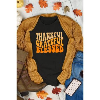 Azura Exchange Thankful Grateful Blessed Graphic Tee - L