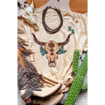 Azura Exchange Western Steer Skull Graphic Print T-Shirt - 2XL