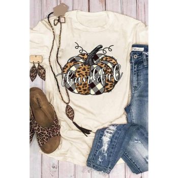 Azura Exchange Thankful Pumpkin Plaid Print Graphic Tee - 2XL