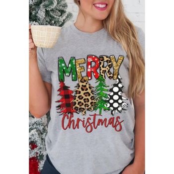 Azura Exchange Christmas Tree Pattern Crew Neck Graphic Tee - S