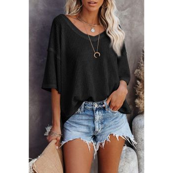 Azura Exchange Waffle Knit Loose Top - M