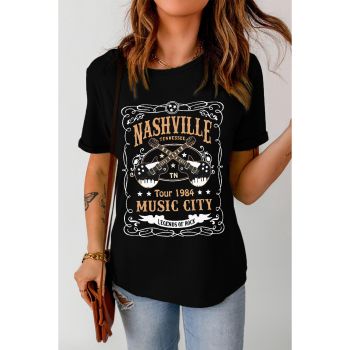 Azura Exchange NASHVILLE Letter Guitar Print Tee - 2XL