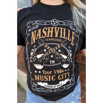 Azura Exchange NASHVILLE Letter Guitar Print Tee - L