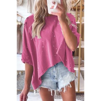 Azura Exchange Bleached Distressed Short Sleeve Top - M