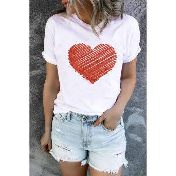 Azura Exchange Glitter Pattern Heart Print T-Shirt - L