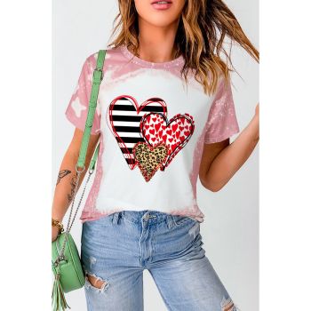 Azura Exchange Heart Shaped Contrast Short Sleeve T Shirt - L