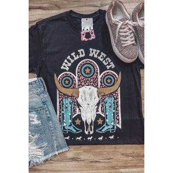 Azura Exchange Steer Skull Graphic Print T-Shirt - L