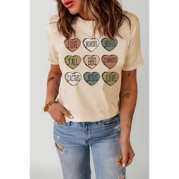 Azura Exchange Heart Shaped Letters Print Crewneck Graphic Tee - 2XL