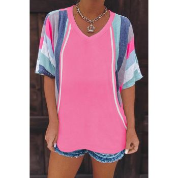 Azura Exchange Patchwork V Neck T Shirt - L