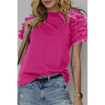 Azura Exchange Ruffled Mesh Short Sleeve T-Shirt - M