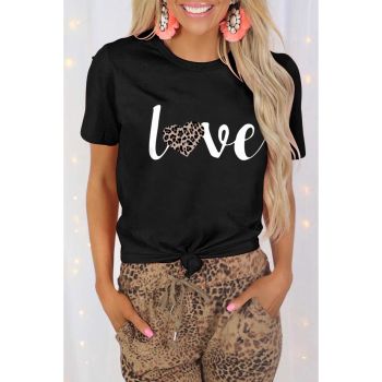 Azura Exchange Leopard Heart Shape Print T-Shirt - L