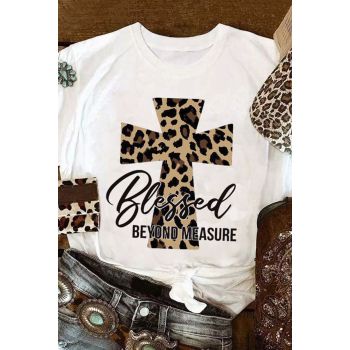 Azura Exchange Leopard Cross Graphic Print T-Shirt - L